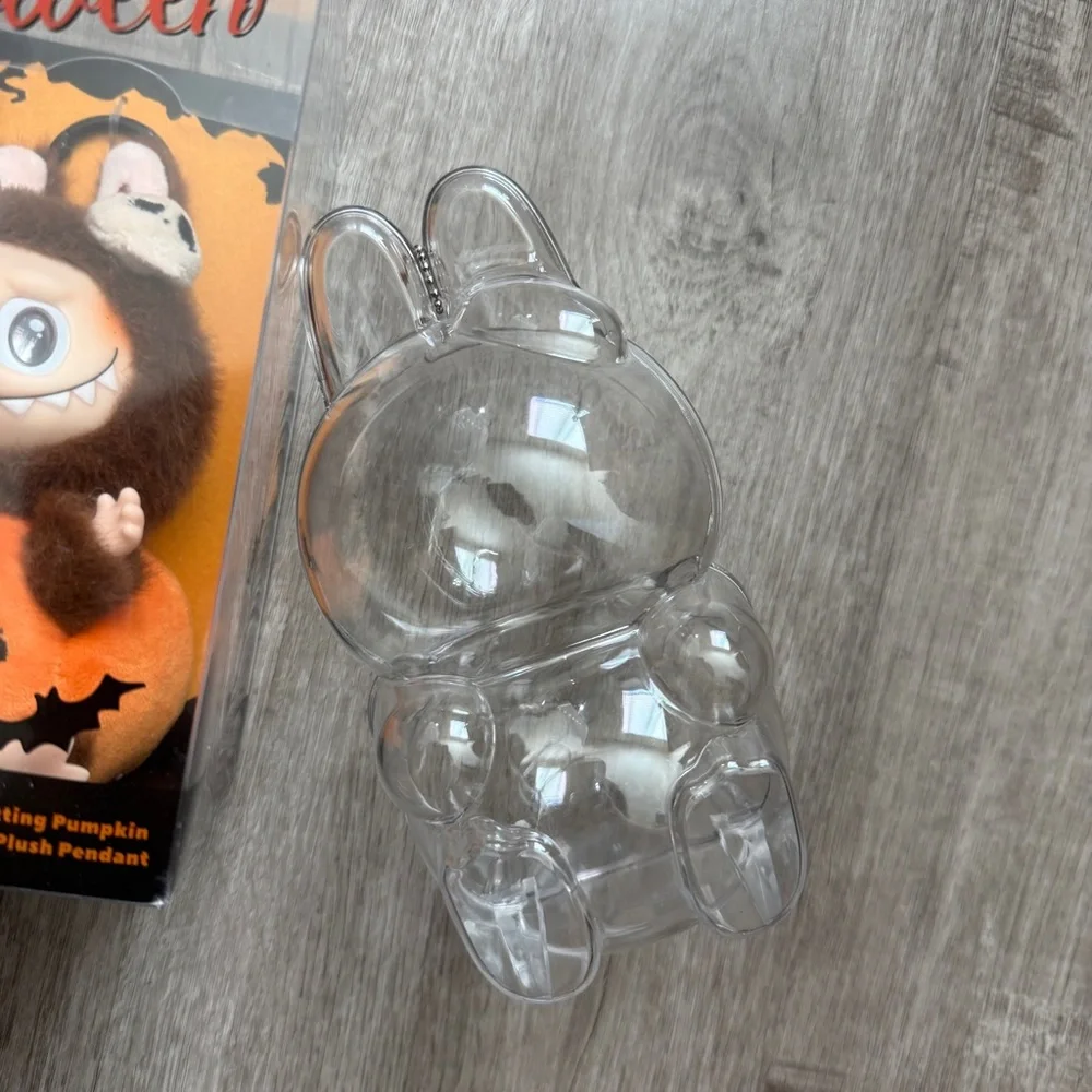 Pop Mart Happy Halloween Sitting Pumpkin Labubu with Case Plush Pendant Popmart